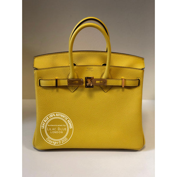 Hermès Birkin 25cm Jaune de Naples Novillo GHW