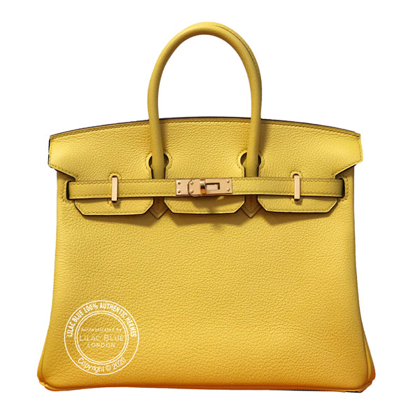 Hermès Birkin 25cm Jaune de Naples Novillo GHW