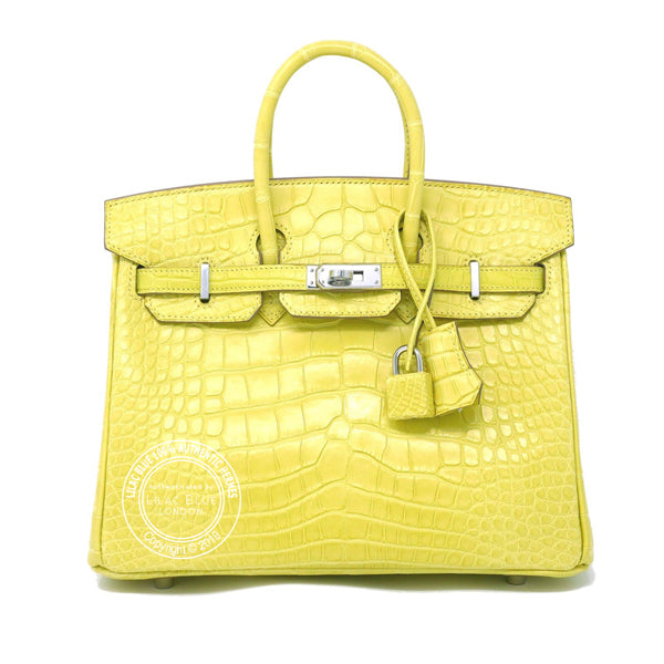 Hermès Birkin 25cm Lime Matte Alligator PHW
