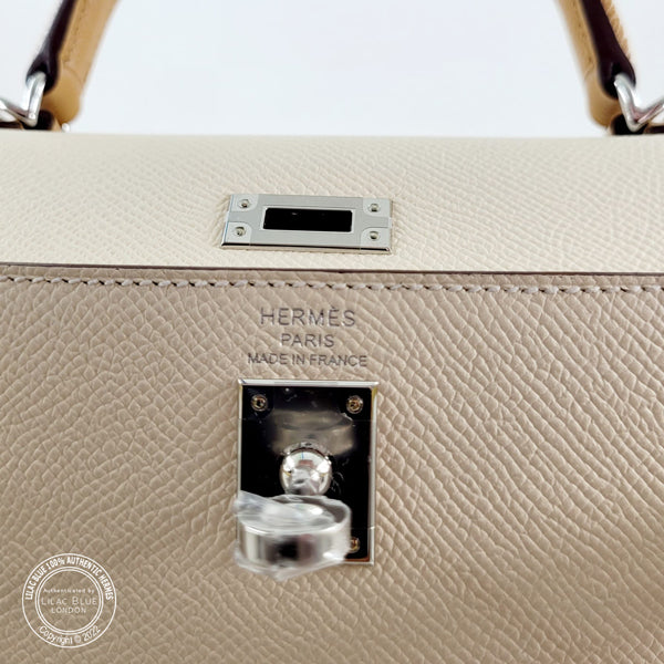 Hermes Kelly 25cm Nata/Jaune Poussin/Sesame Epsom PHW