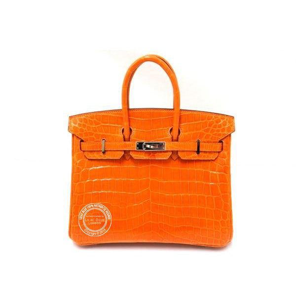 Hermès Birkin 25cm Orange Shiny Croc PHW