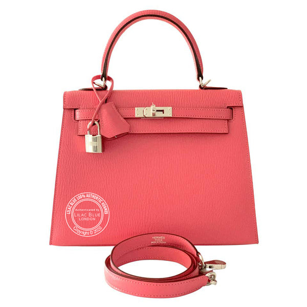 Hermès Kelly 25cm Rose Lipstick Chevre PHW