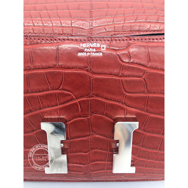 Hermès Constance 25cm Rouge H Elan Matte Alligator PHW