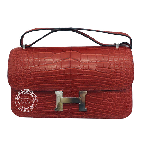 Hermès Constance 25cm Rouge H Elan Matte Alligator PHW