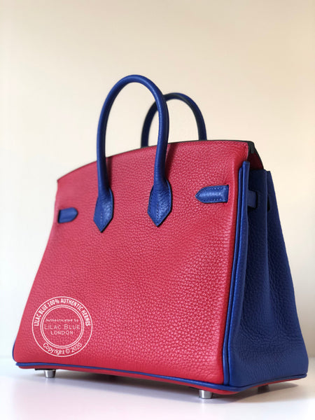 Hermès Birkin 25cm Rouge de Coeur/Bleu Electrique HSS Togo PHW