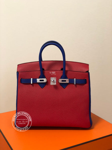Hermès Birkin 25cm Rouge de Coeur/Bleu Electrique HSS Togo PHW