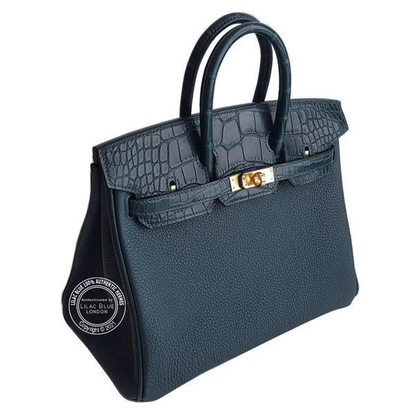 Hermès Birkin 25cm Vert Cypress Touch Matte Alligator/Togo GHW