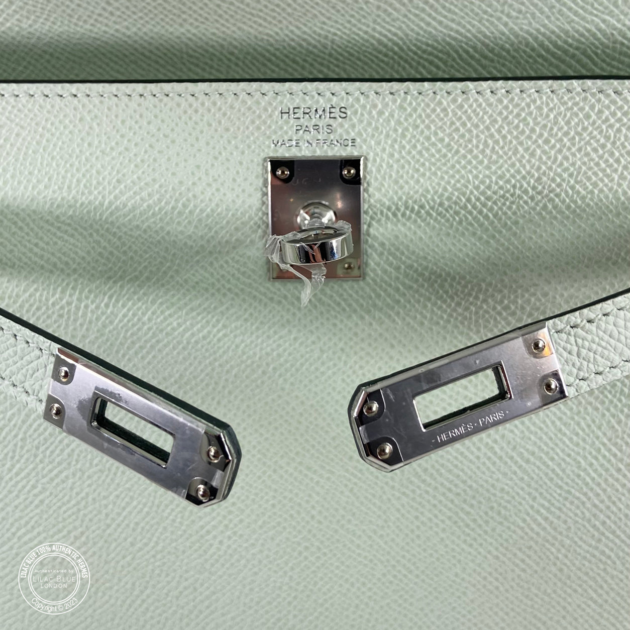 Hermes Kelly 25cm Vert Fizz Epsom PHW