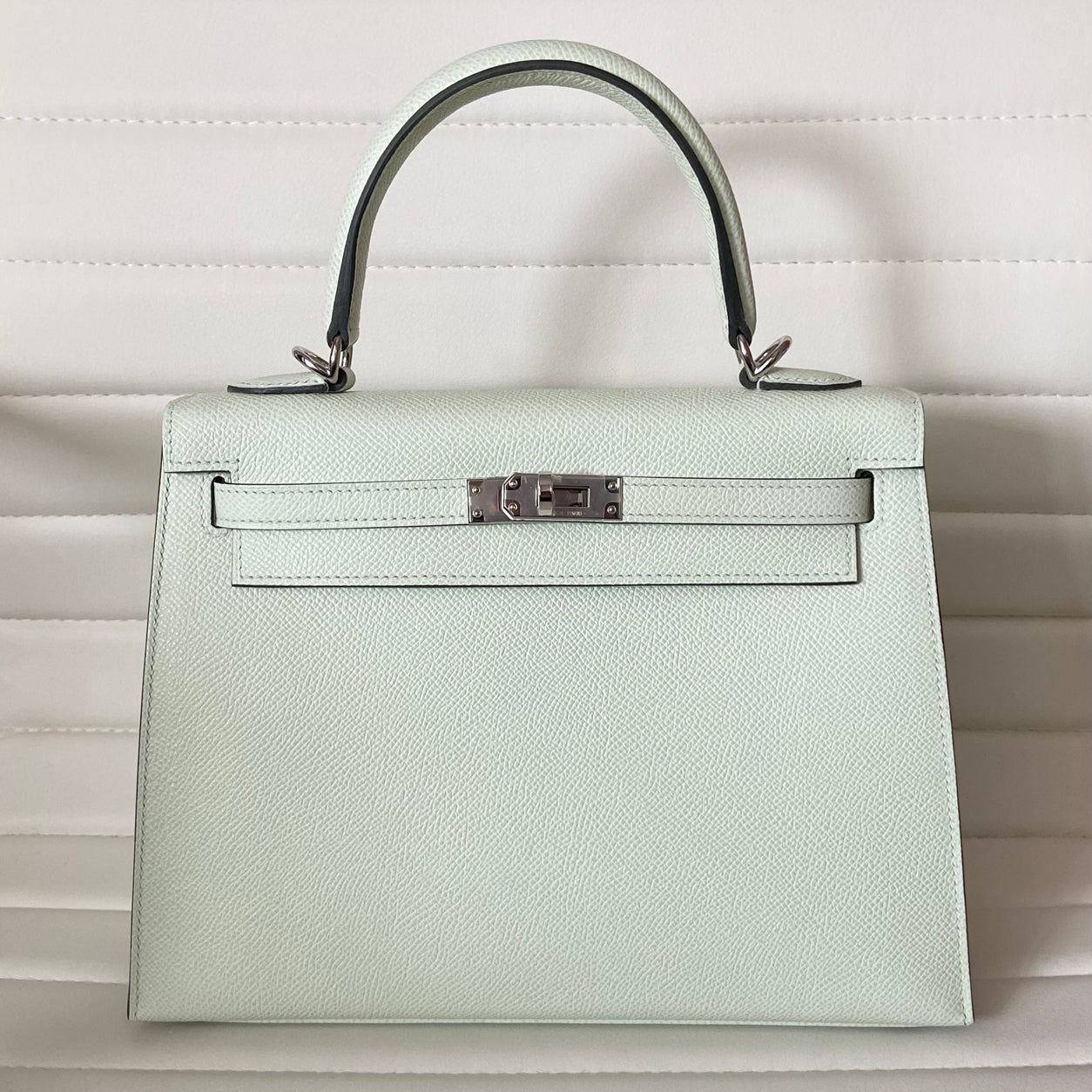 Hermes Kelly 25cm Vert Fizz Epsom PHW