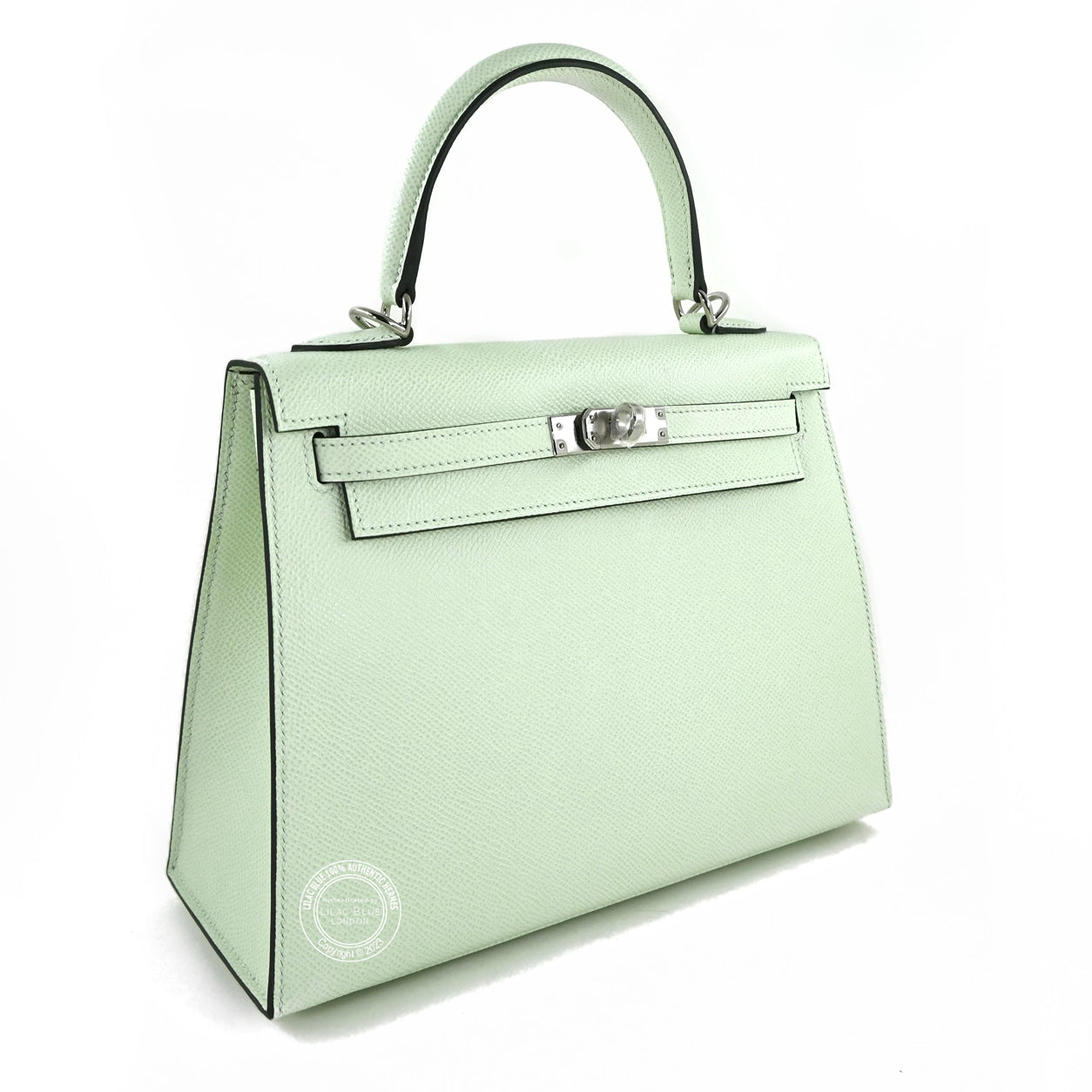 Hermes Kelly 25cm Vert Fizz Epsom PHW