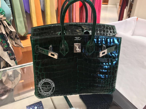Hermès Birkin 25cm Vert Foncé Shiny Croc PHW