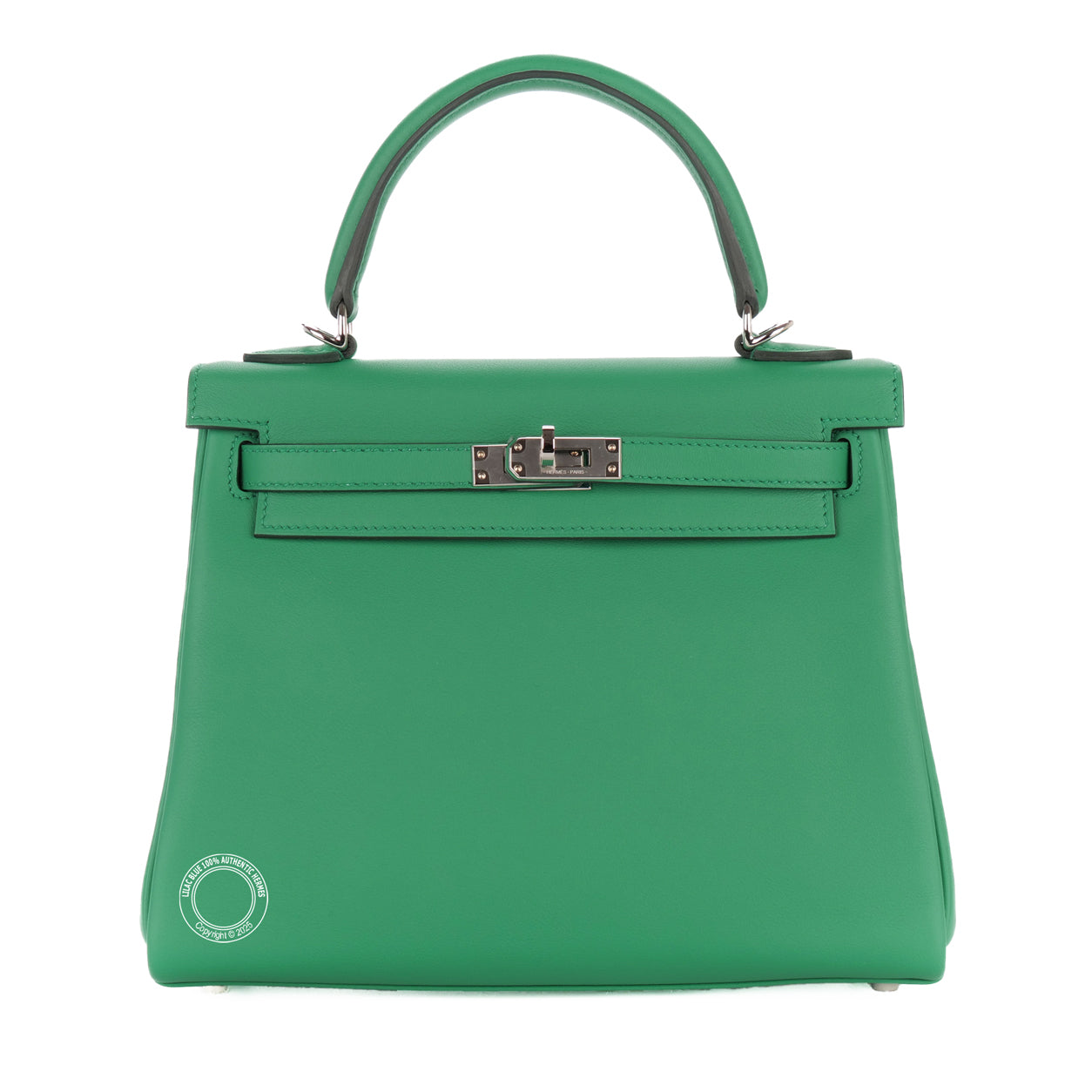 Hermès Kelly 25cm Vert Vertigo/Celeste Verso Swift PHW