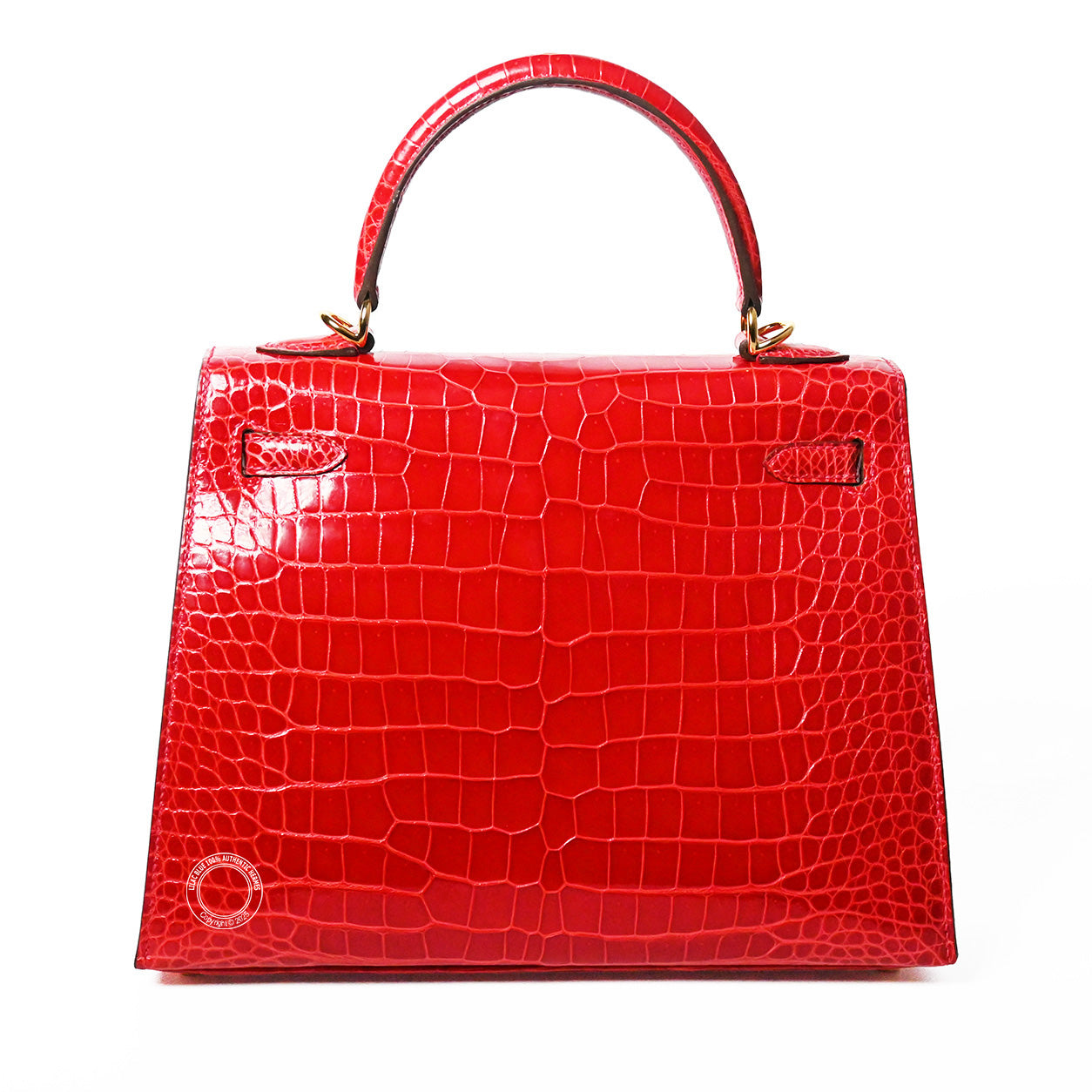 Hermès Kelly 25cm Rouge Braise Shiny Croc GHW