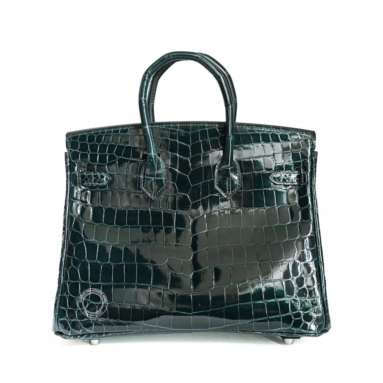 Hermes Birkin 25cm Vert Cypress Shiny Croc PHW