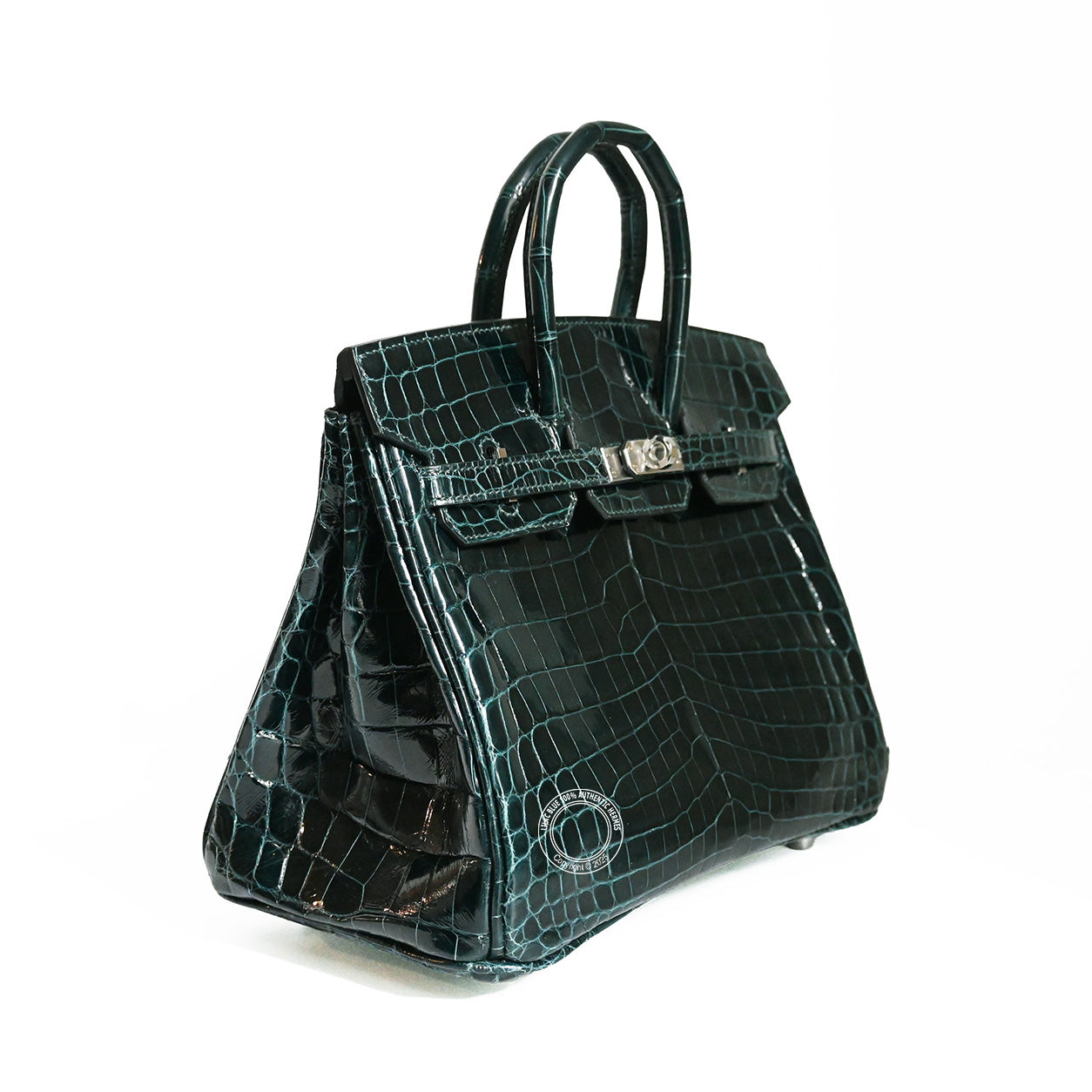 Hermes Birkin 25cm Vert Cypress Shiny Croc PHW