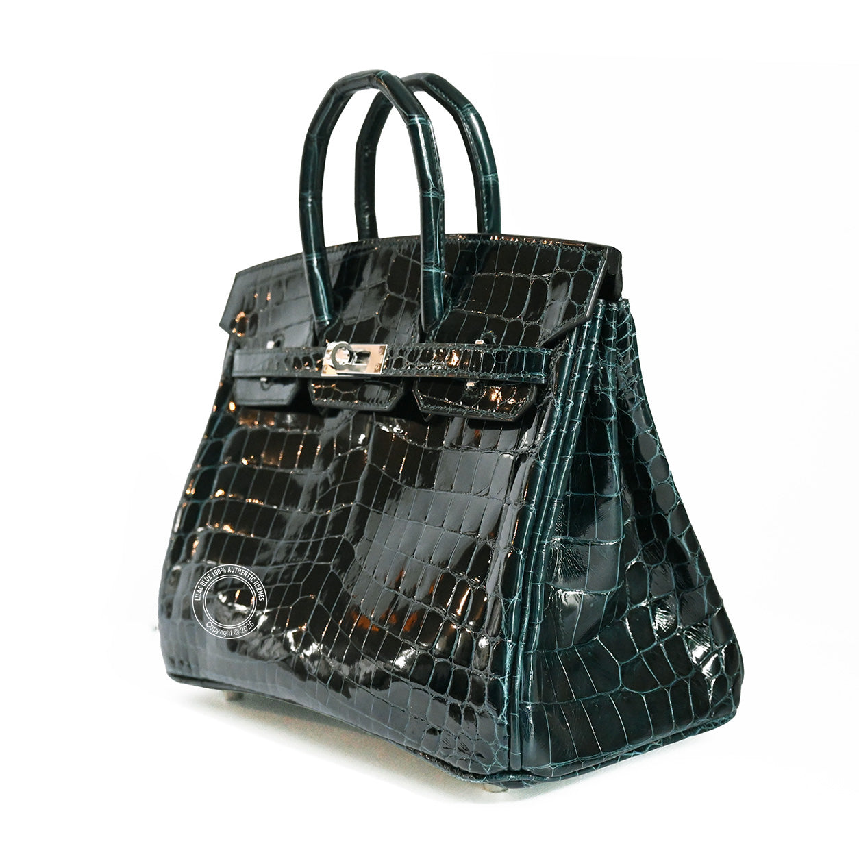 Hermes Birkin 25cm Vert Cypress Shiny Croc PHW