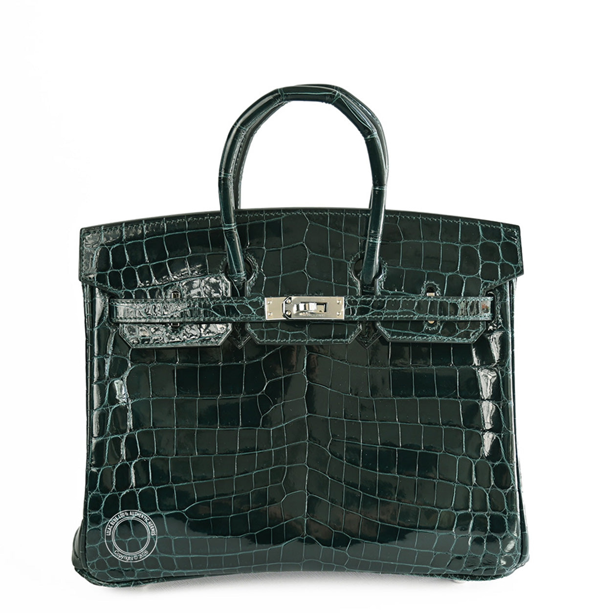 Hermes Birkin 25cm Vert Cypress Shiny Croc PHW