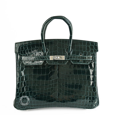 Hermes Birkin 25cm Vert Cypress Shiny Croc PHW