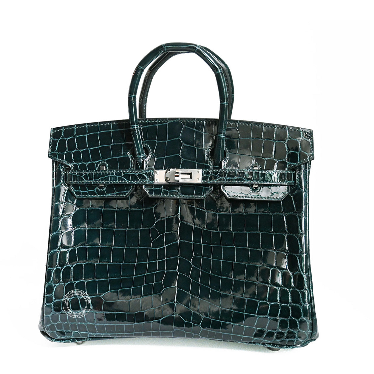 Hermes Birkin 25cm Vert Cypress Shiny Croc PHW