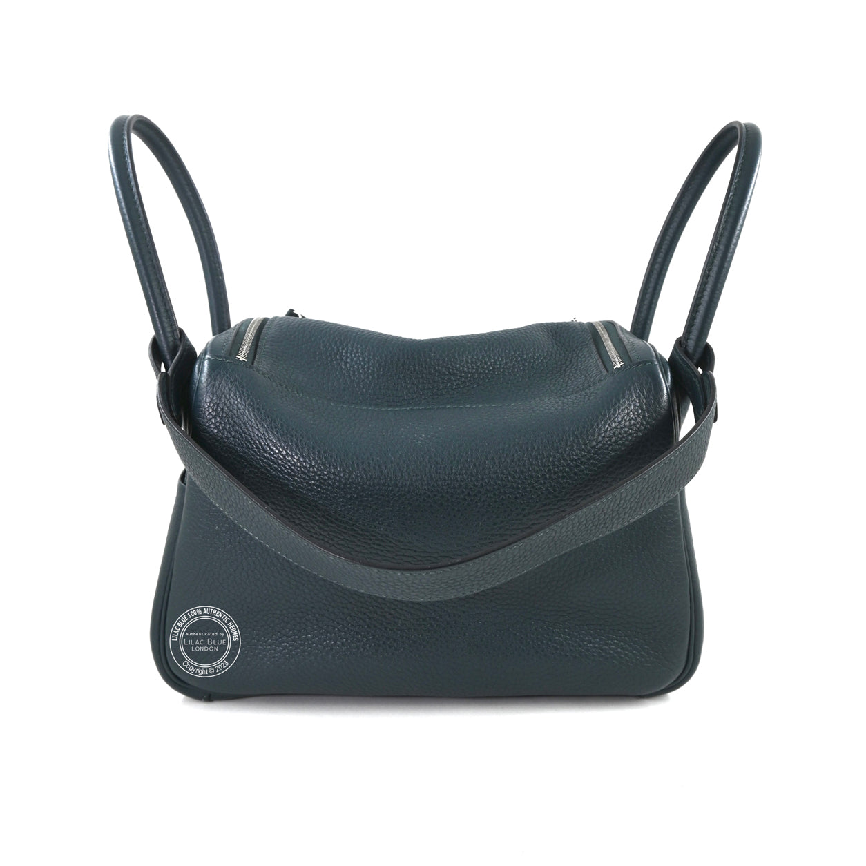 Hermès Lindy 26cm Vert Bosphore Clemence PHW - Preloved