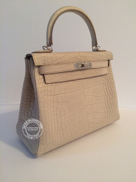 Hermès Kelly 28cm Beton Matte Alligator PHW