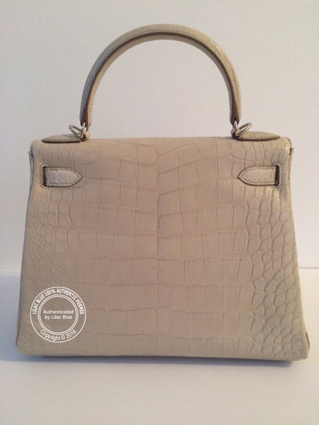 Hermès Kelly 28cm Beton Matte Alligator PHW
