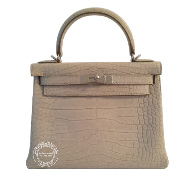 Hermès Kelly 28cm Beton Matte Alligator PHW
