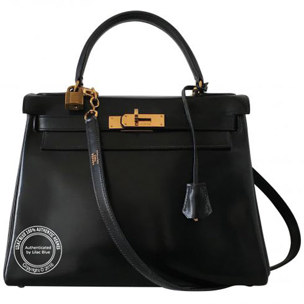 Hermès Kelly 28cm Black Box GHW - Vintage