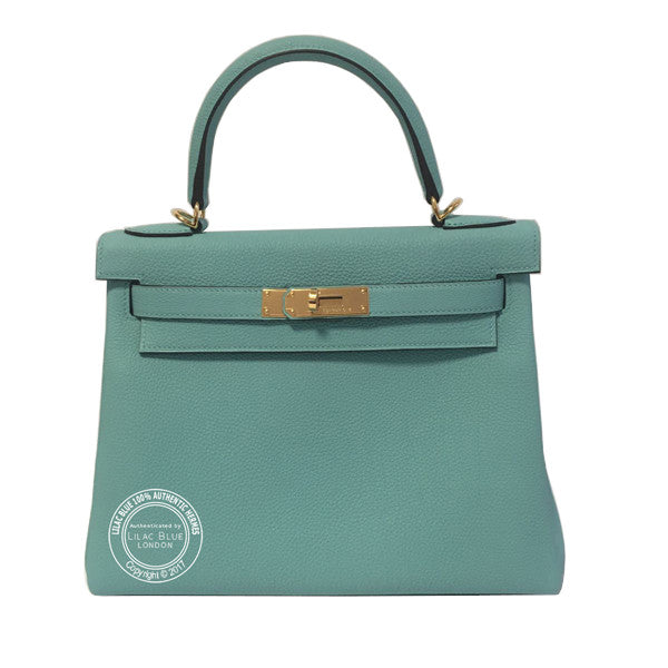 Hermès Kelly 28cm Bleu Atoll Togo GHW