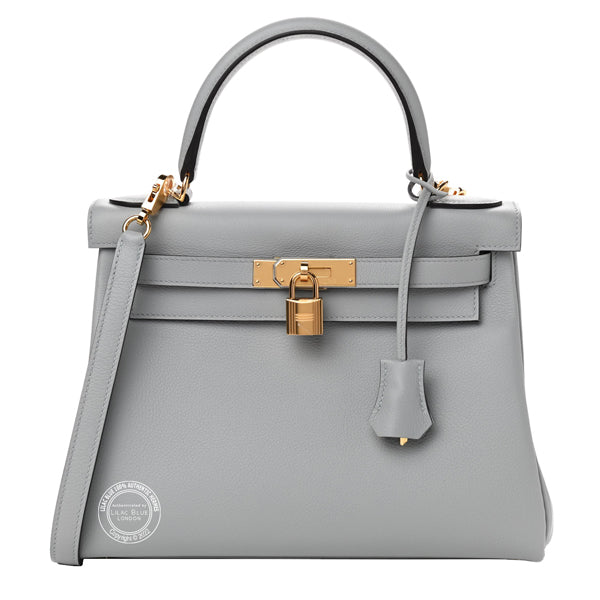 Hermès Kelly 28cm Bleu Glacier Evercolor PHW