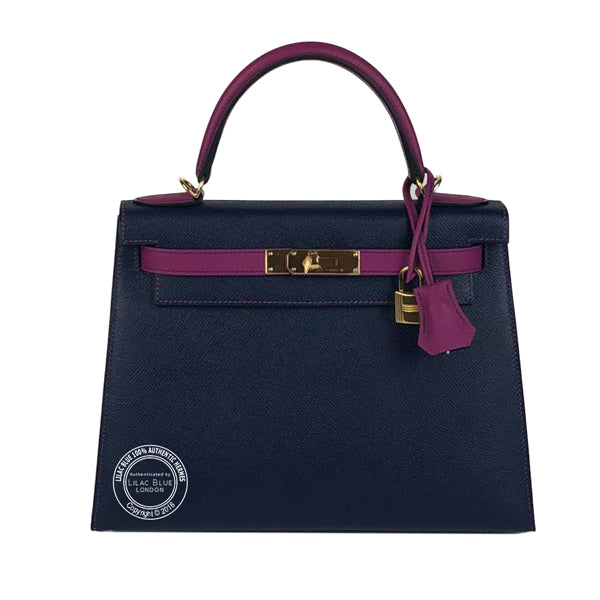 Hermès Kelly 28cm Bleu Marine/Rose Pourpre HSS Epsom GHW