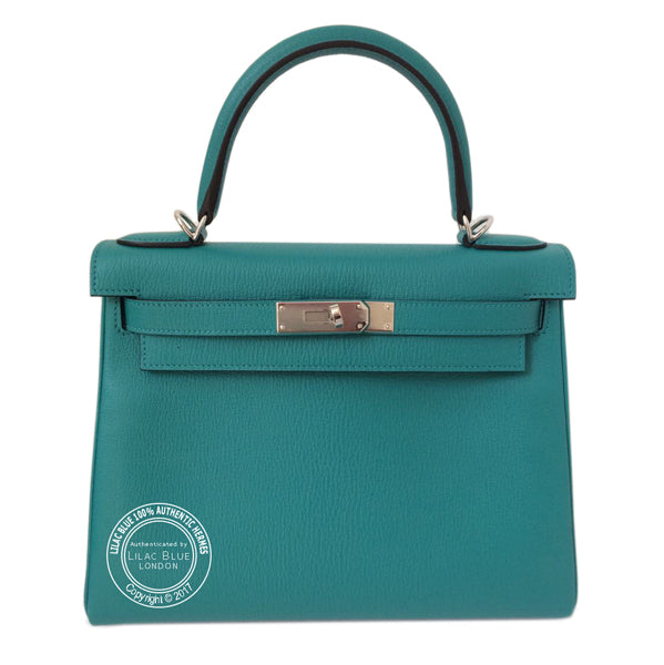 Hermès Kelly 28cm Bleu Paon HSS Chevre PHW
