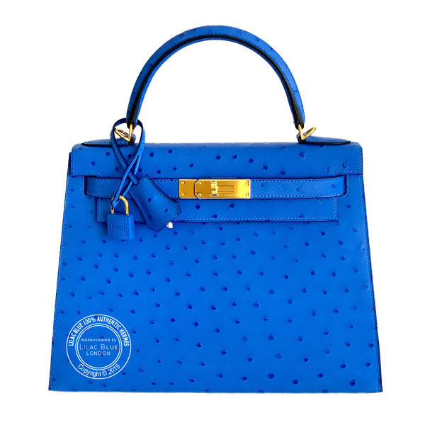 Hermès Kelly 28cm Bleuet Ostrich GHW