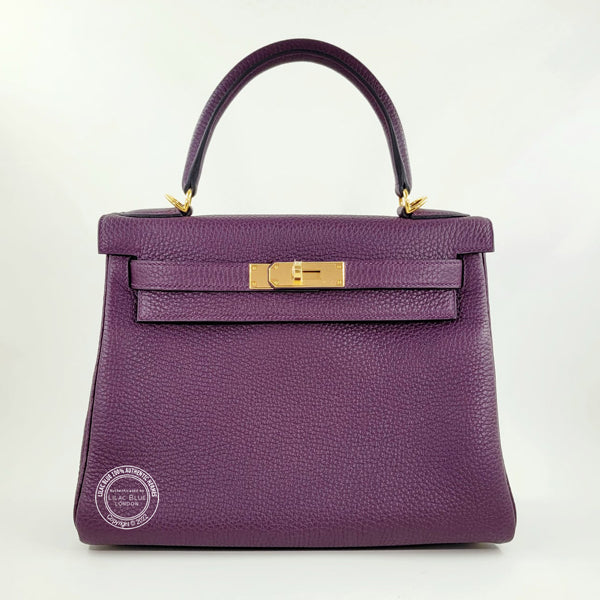 Hermès Kelly 28cm Cassis Togo GHW