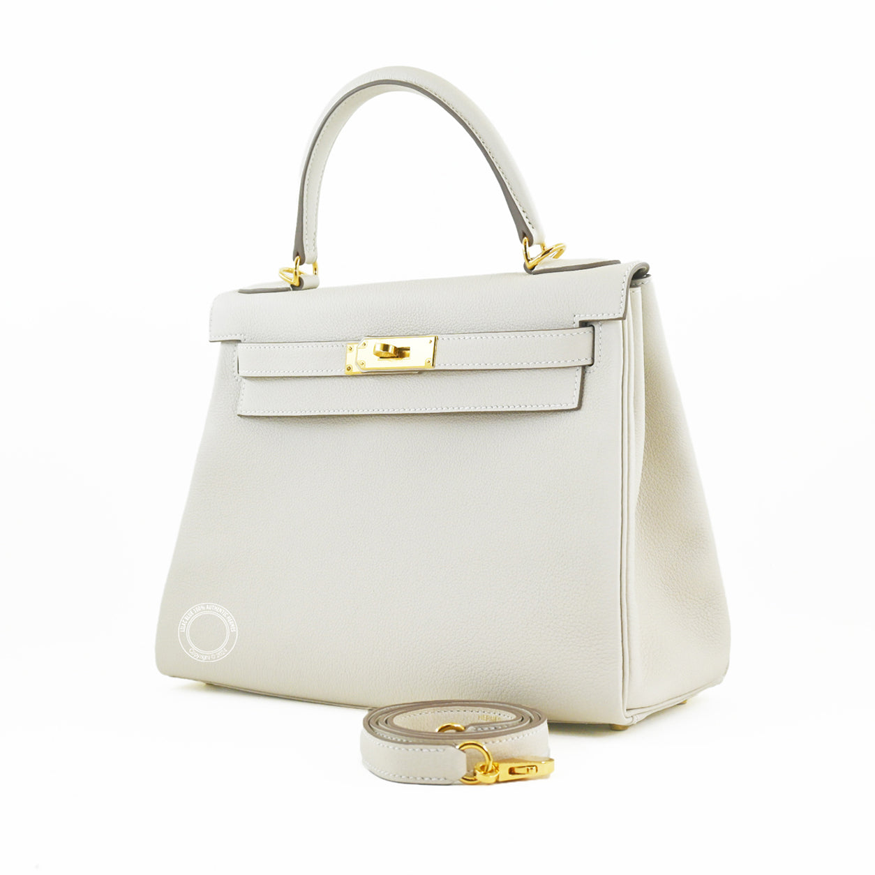 Hermès Kelly 28cm Craie Togo GHW