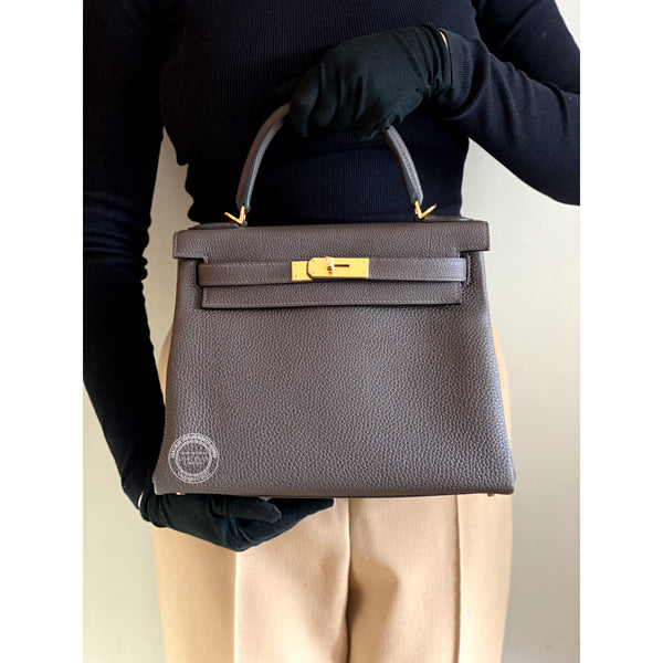 Hermès Kelly 28cm Ebene Togo GHW