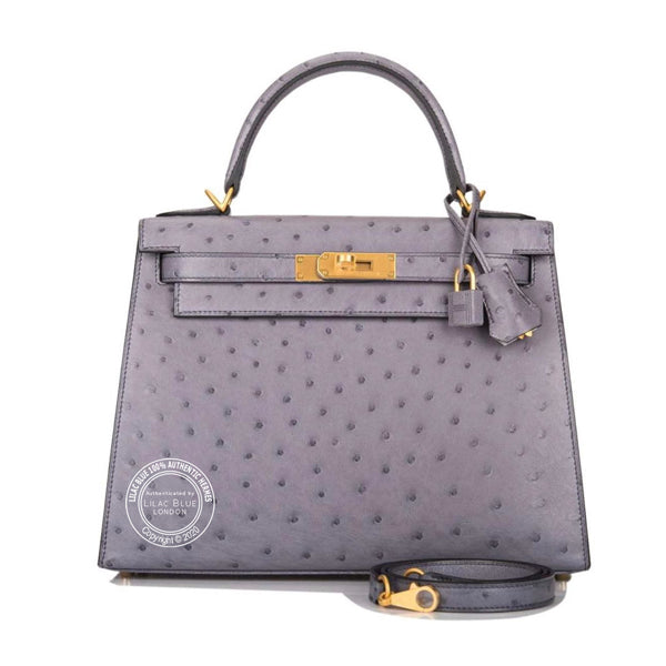 Hermès Kelly 28 Gris Agate Ostrich GHW