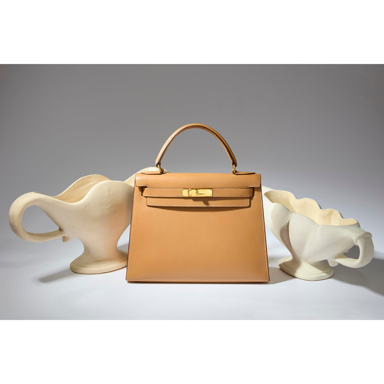 Hermès Kelly 28cm Natural Courchevel GHW - Vintage