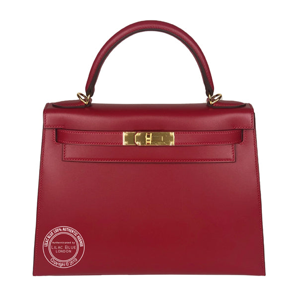Hermès Kelly 28cm Rouge Vif Tadelakt GHW