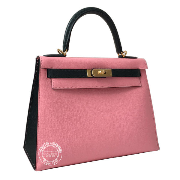 Hermès Kelly 28cm Rose Confetti/Vert Titian HSS Chèvre GHW