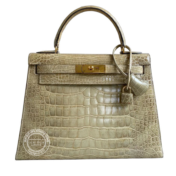 Hermès Kelly 28cm Vert Celadon Natura Alligator GHW - Vintage