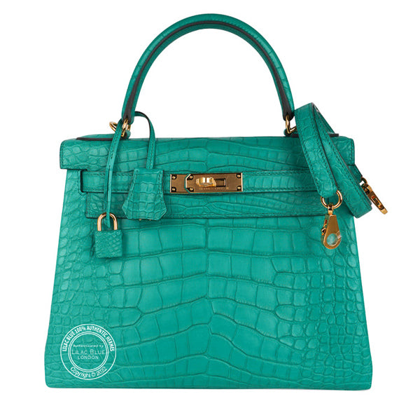 Hermès Kelly 28cm Vert Jade Matte Alligator GHW
