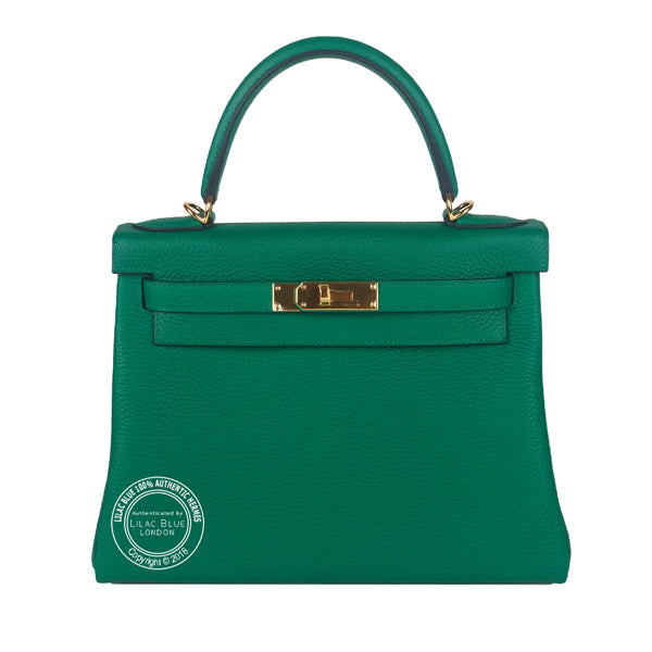 Hermès Kelly 28cm Vert Vertigo Clemence GHW