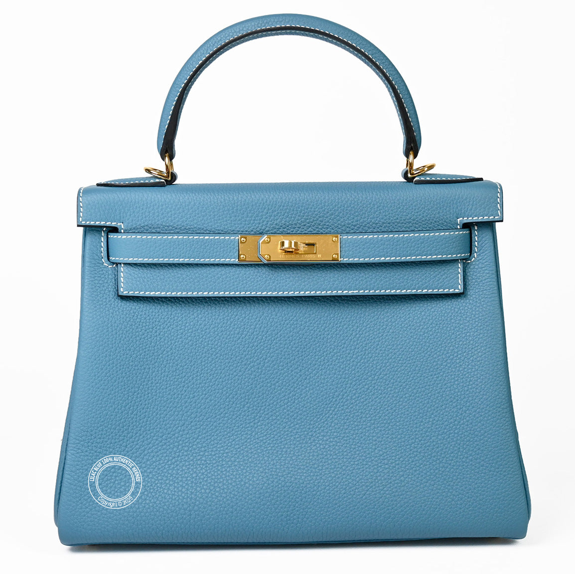 Hermes Kelly 28cm Blue Jean GHW