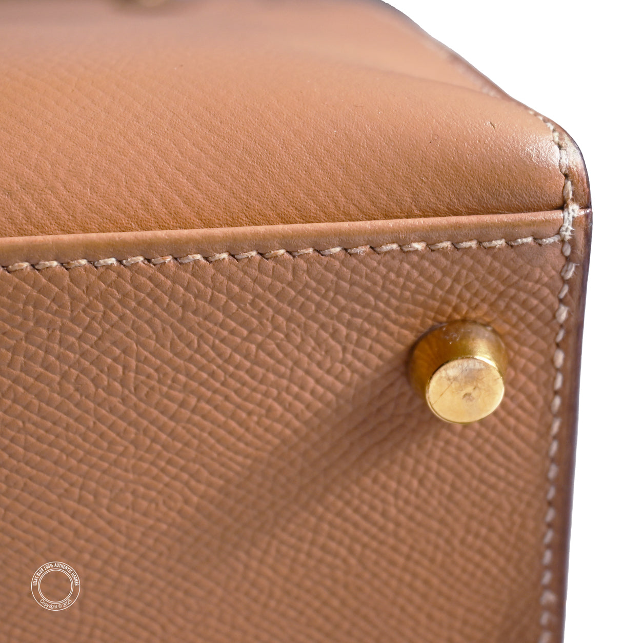 Hermès Kelly 28cm Natural Courchevel GHW - Vintage