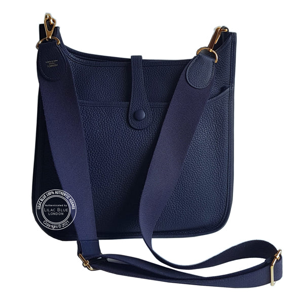 Hermes Evelyne 29cm Bleu Nuit Clemence GHW - As New