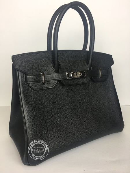 30cm Black Birkin. Epsom, Palladium