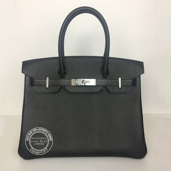 30cm Black Birkin. Epsom, Palladium
