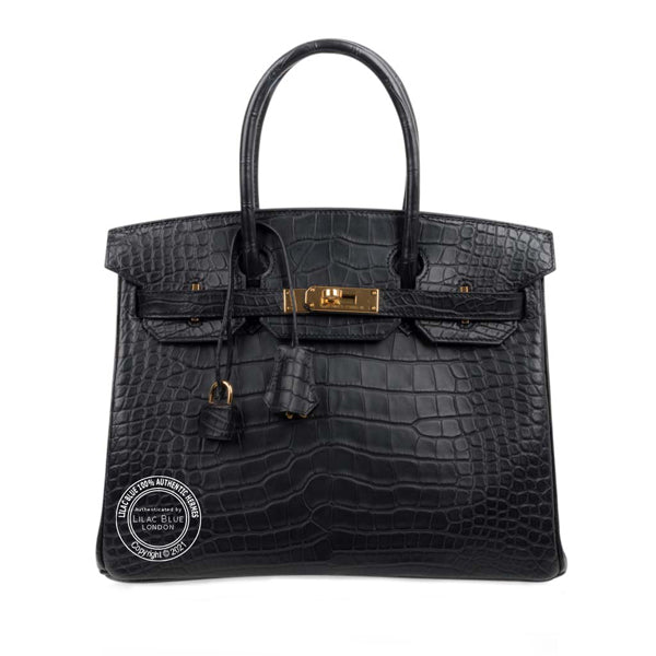 Hermès Birkin 30cm Black Matte Alligator GHW