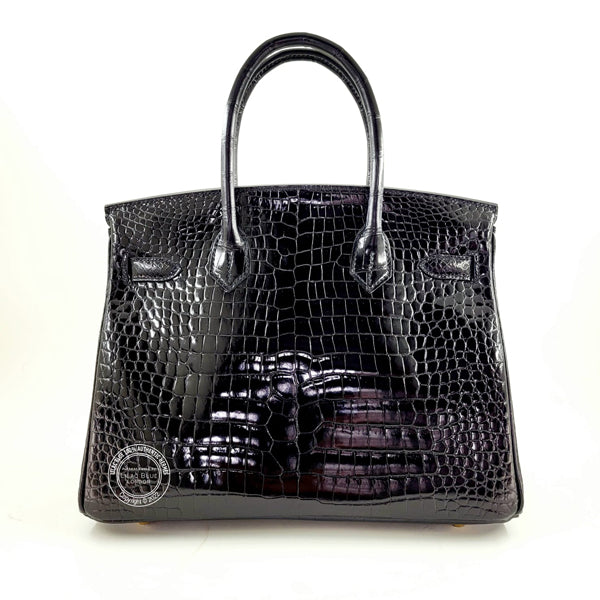 Hermès Birkin 30cm Black Shiny Croc GHW